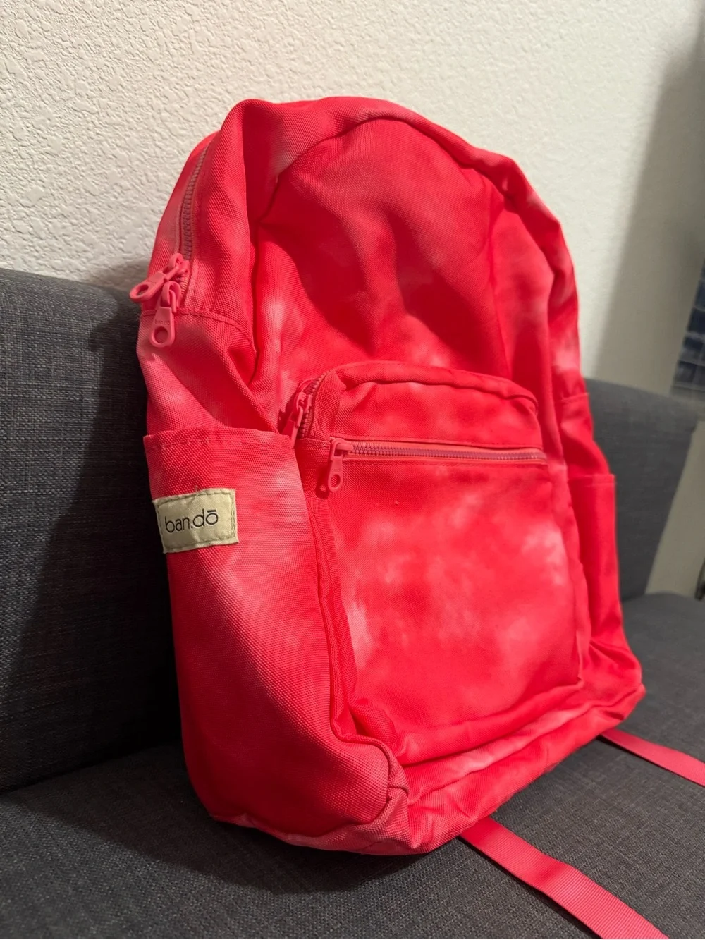 Fucsia Pink Tie-Dye Canvas Backpack - Casual Daypack